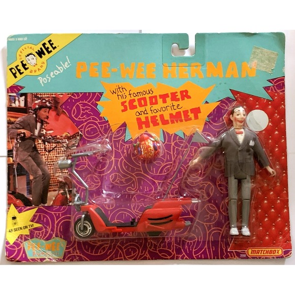 MATCHBOX Other - 1988 Matchbox Playhouse Pee-Wee Herman, Scooter & Helmet Figure Set Sealed READ